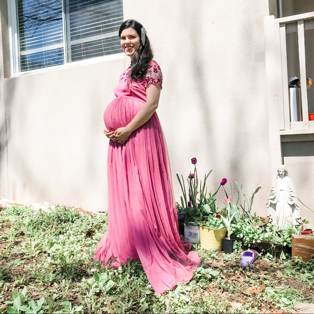 ASOS Maya Maternity Embellished Yoke Maxi Dress